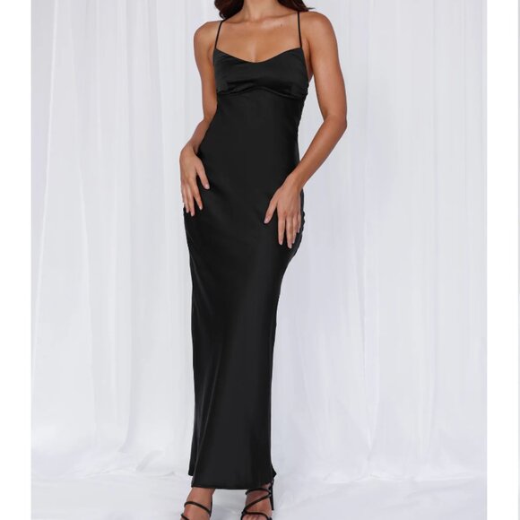 Hello Molly Dresses & Skirts - Hello Molly NWT the Samara Black Satin Maxi Dress- Size 6